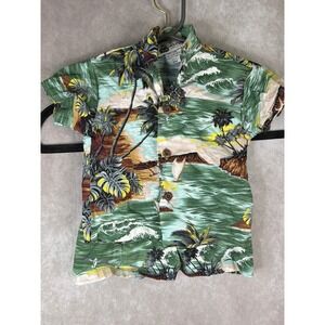 VTG Aloha Republic Hawaiian Set Unisex Kids 6M Green Tropical Shirt Shorts USA